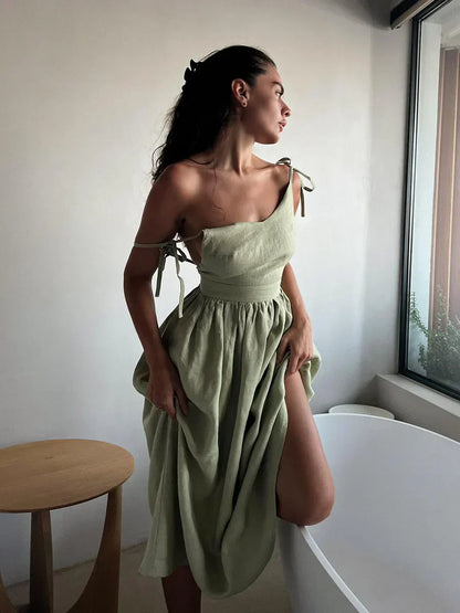 Hella | Bohemian Linnen Maxi Jurk - Fashion Lab
