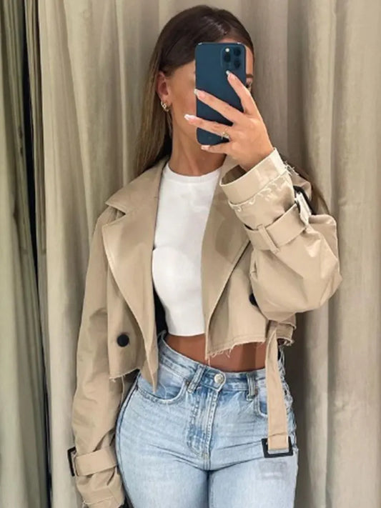 Kyra | Cropped Trench Jacket - Fashion Lab