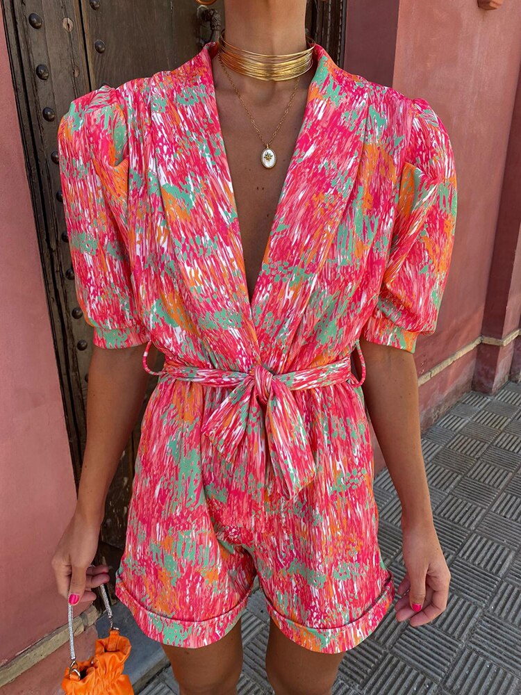 Cora | Print Jumpsuit met Strikdetail - Fashion Lab