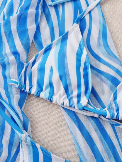 Rosie | Gestreepte Bikini en Cover-Up Jurk - Fashion Lab