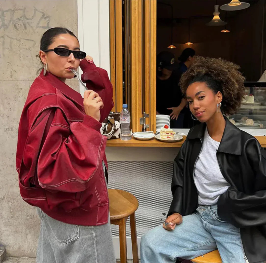 VIVIEN | Oversized leren jas - Fashion Lab
