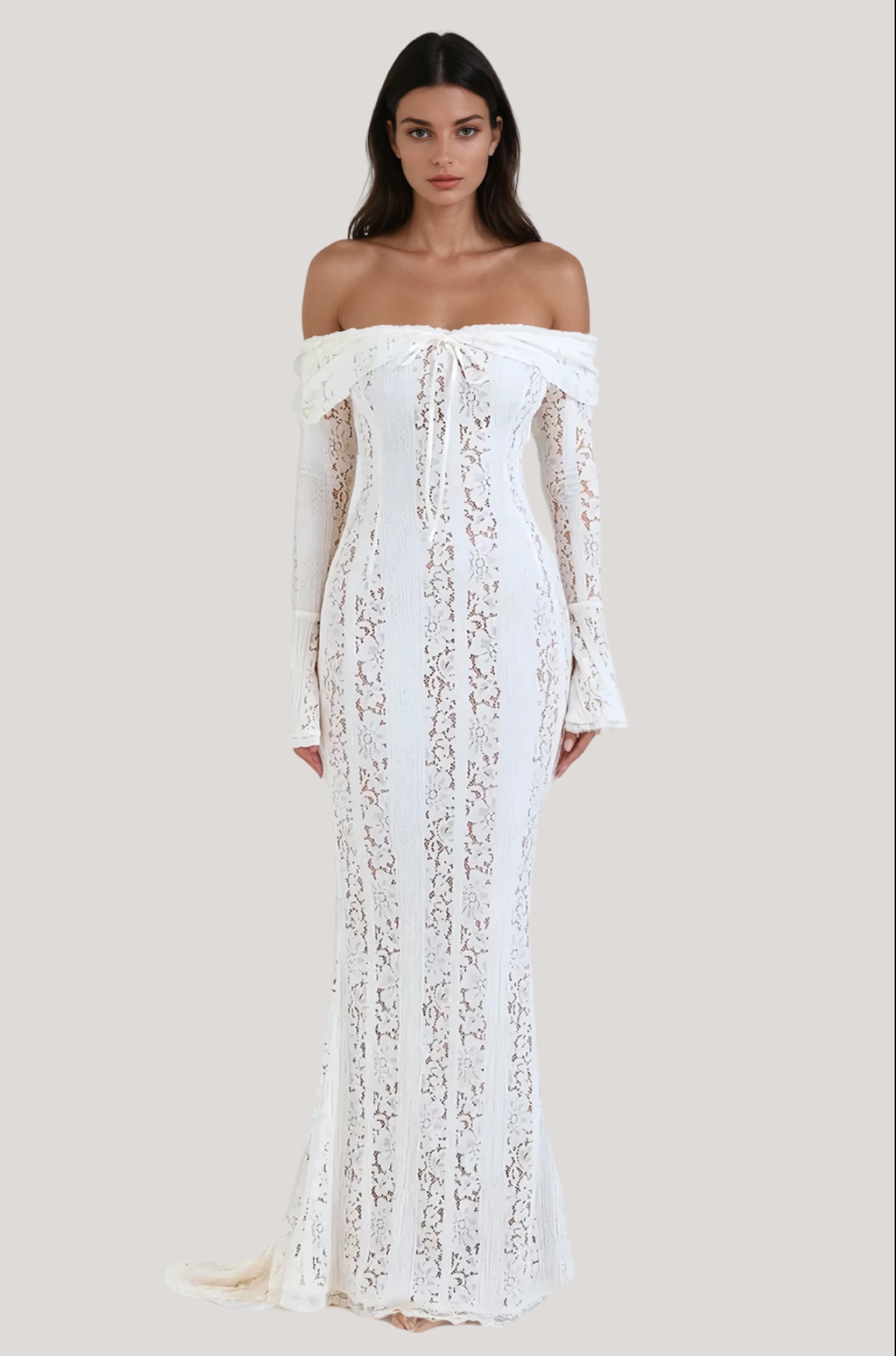 Alladitta | Lace Off Shoulder Cutout Maxi Dress - Fashion Lab