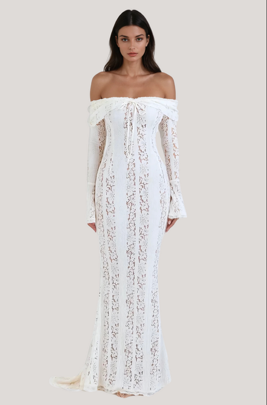 Alladitta | Lace Off Shoulder Cutout Maxi Dress - Fashion Lab