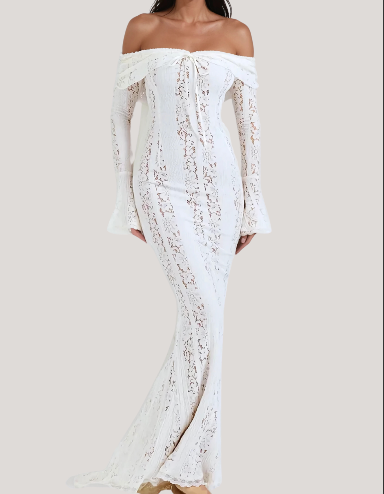Alladitta | Lace Off Shoulder Cutout Maxi Dress - Fashion Lab