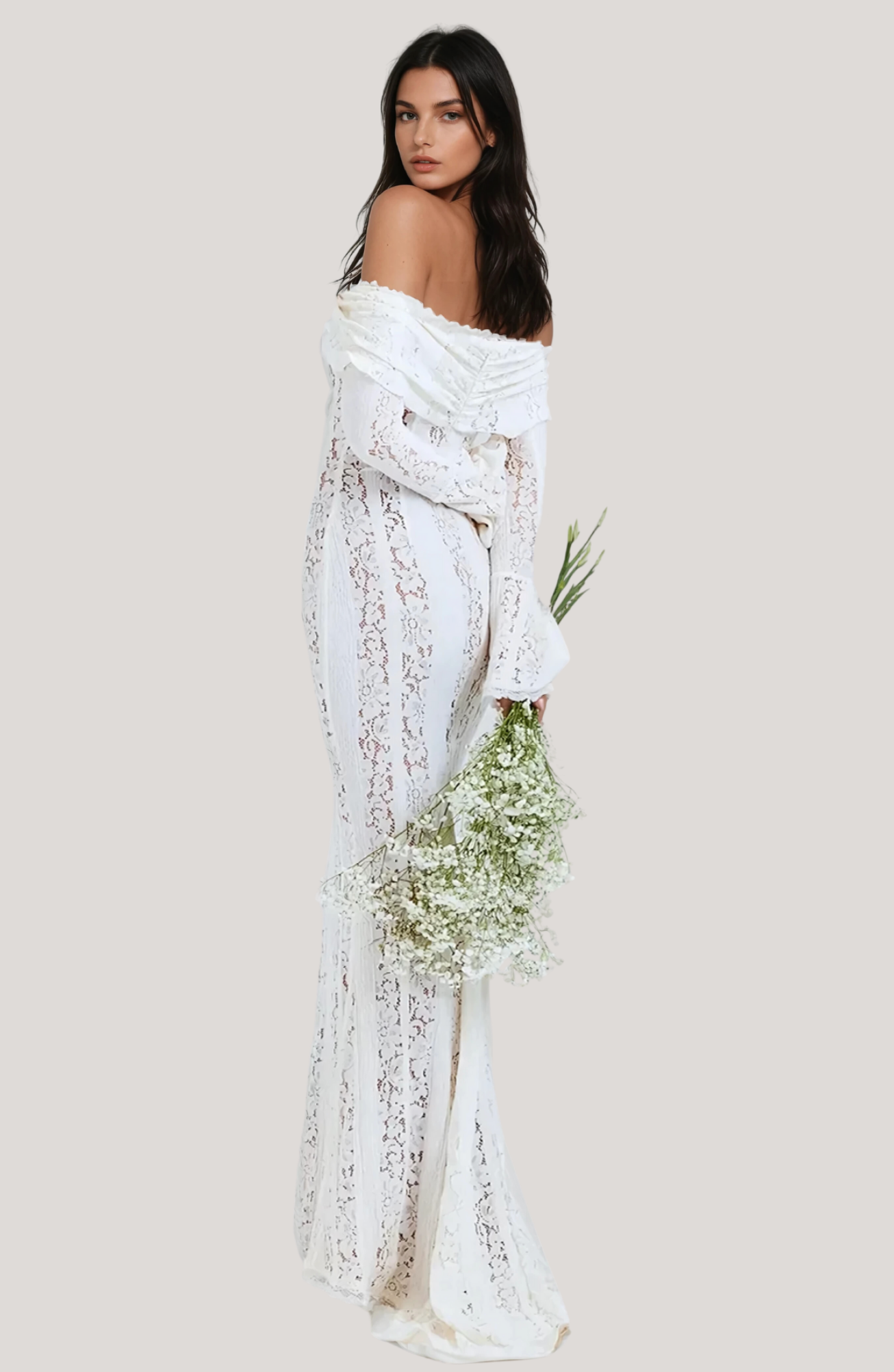 Alladitta | Lace Off Shoulder Cutout Maxi Dress - Fashion Lab