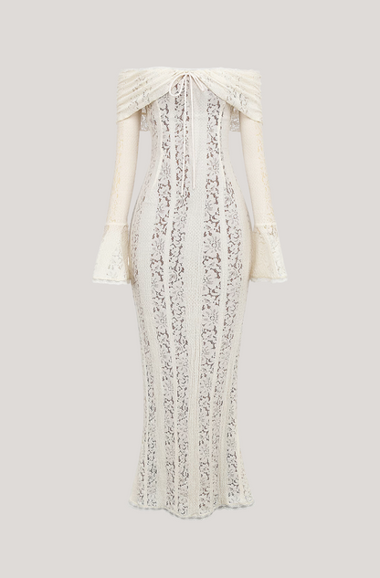 Alladitta | Lace Off Shoulder Cutout Maxi Dress - Fashion Lab