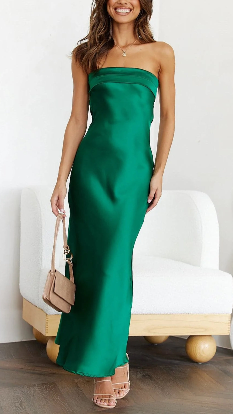 Naeeda | Strapless Satijnen Maxi Jurk - Fashion Lab