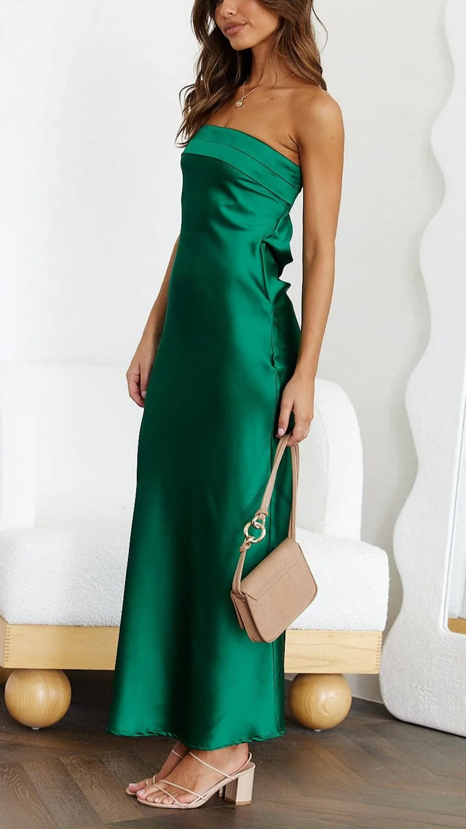 Naeeda | Strapless Satijnen Maxi Jurk - Fashion Lab