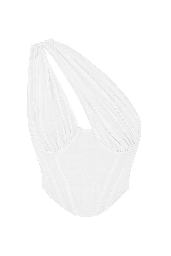 Steffie | Asymmetrische Top met Mesh en Uitsnede - Fashion Lab