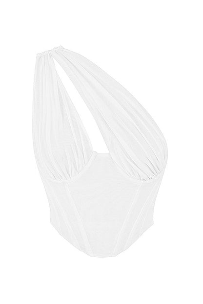 Steffie | Asymmetrische Top met Mesh en Uitsnede - Fashion Lab