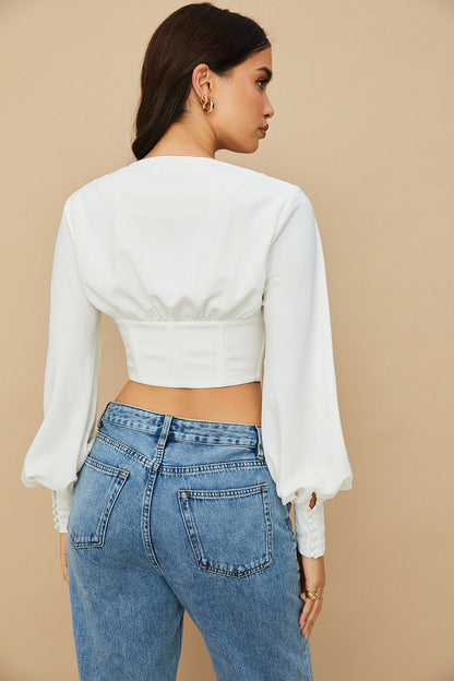 Sanna | Cropped Top met Vetersluiting - Fashion Lab