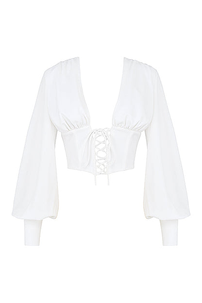Sanna | Cropped Top met Vetersluiting - Fashion Lab