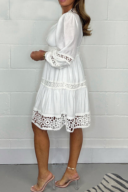 Celeste | Comfortabele kanten jurk met V-hals - Fashion Lab