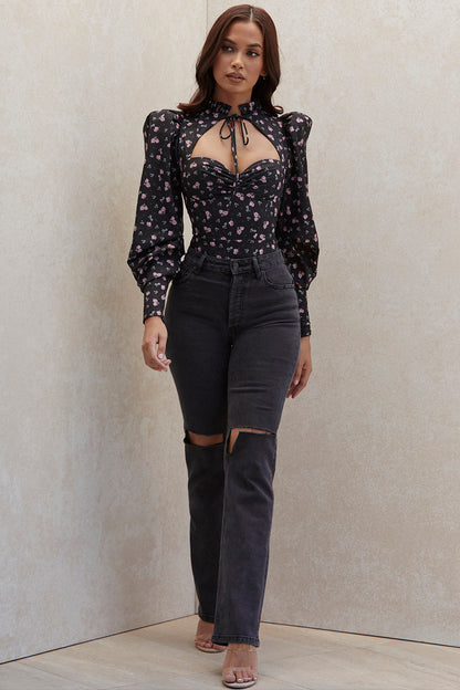 Rieke | Bloemenprint Top met Cut-Out Halslijn - Fashion Lab