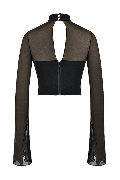 Carlein | Corset Top met Mesh Mouwen - Fashion Lab