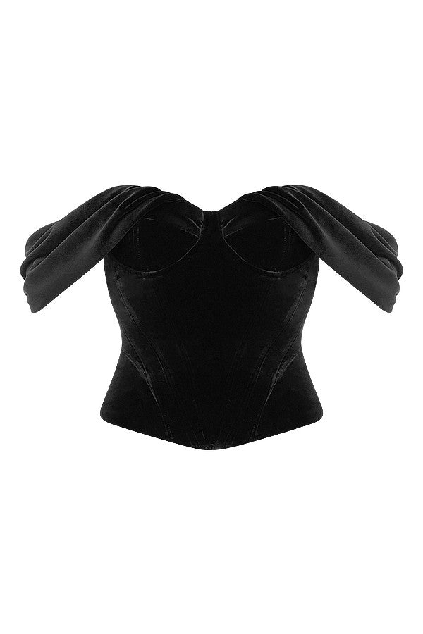 Rowena | Fluwelen Off-Shoulder Top - Fashion Lab