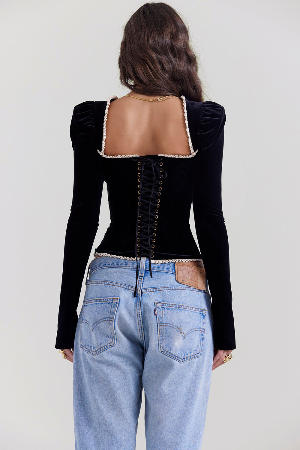 Rosita | Fluwelen Top met Contrastbies - Fashion Lab
