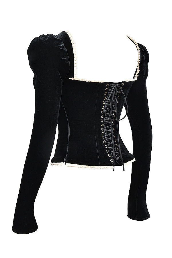 Rosita | Fluwelen Top met Contrastbies - Fashion Lab