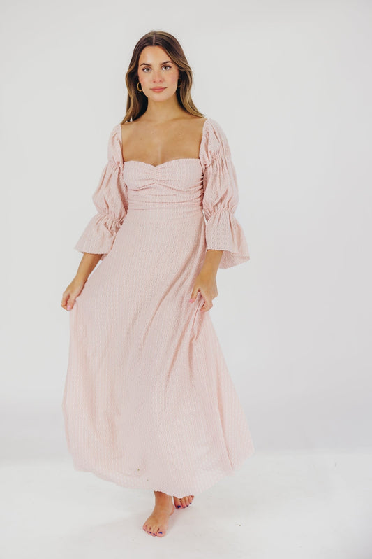 Alicia | Maxi Jurk Met Gelaagde Mouwen En Zakken In Ballerinaroze - Fashion Lab