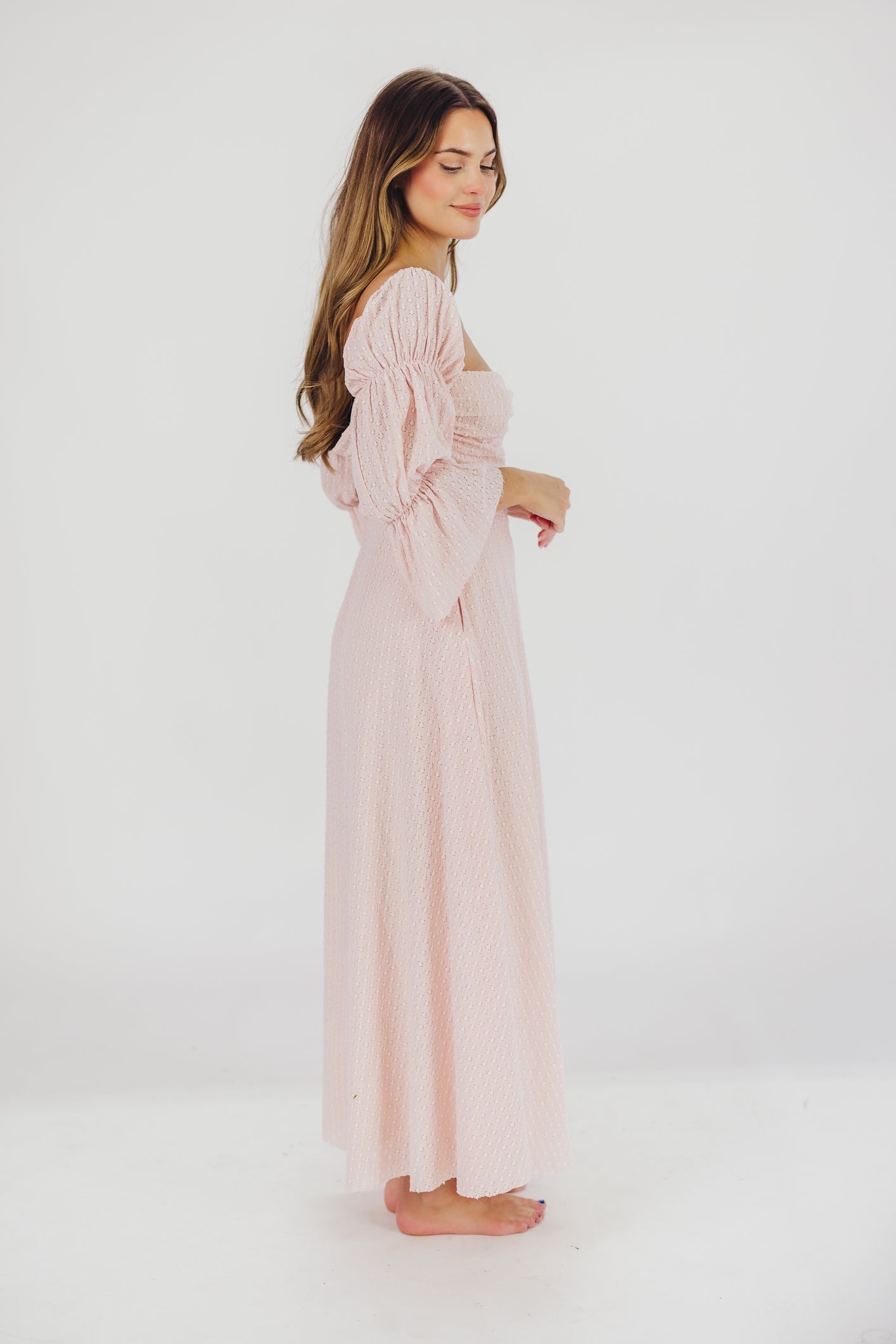 Jurk voor dames – Alicia | Maxi Jurk Met Gelaagde Mouwen En Zakken In Ballerinaroze