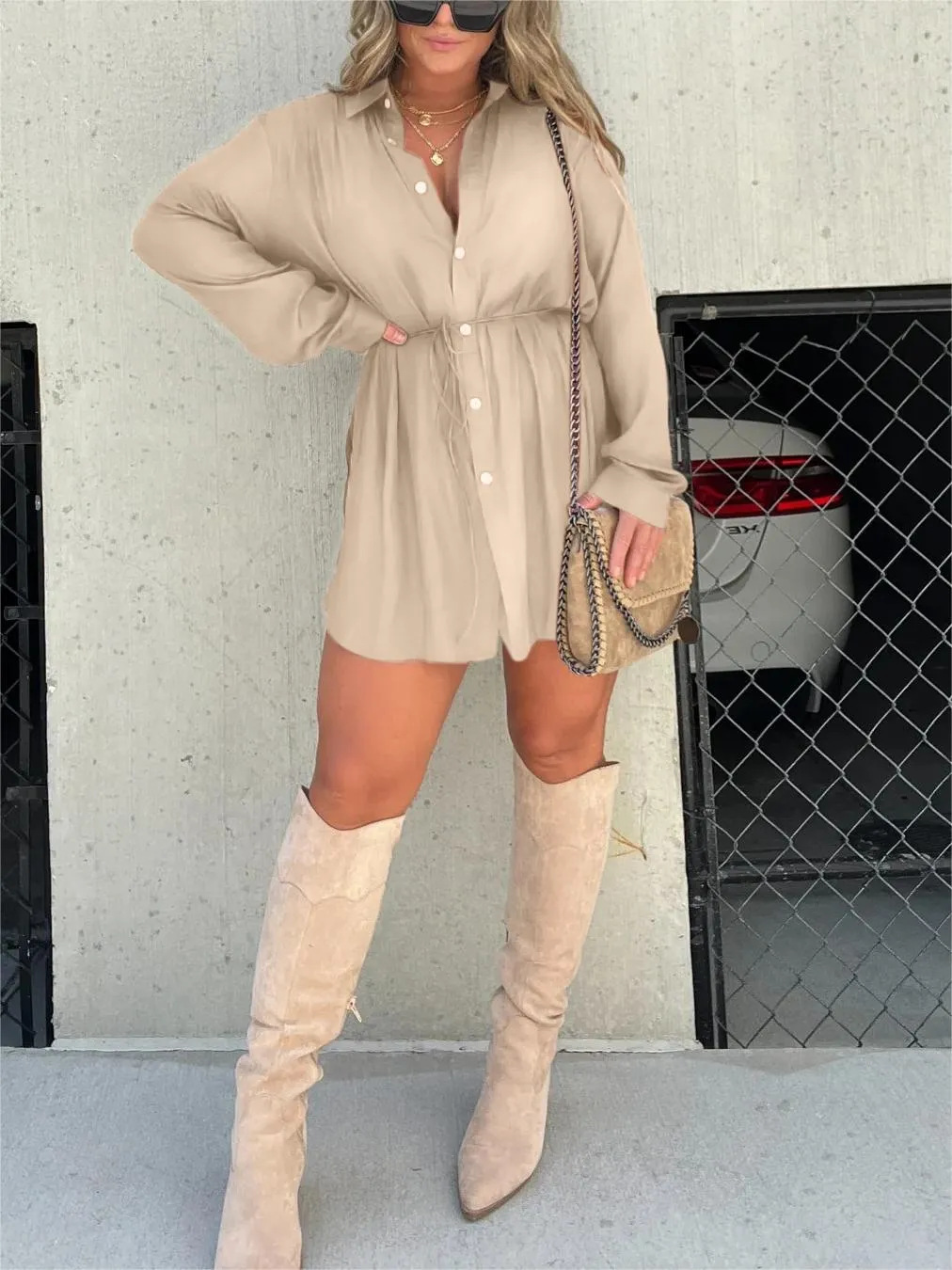 Jurk voor dames – Audrey | Trendy satijnen romper jurk