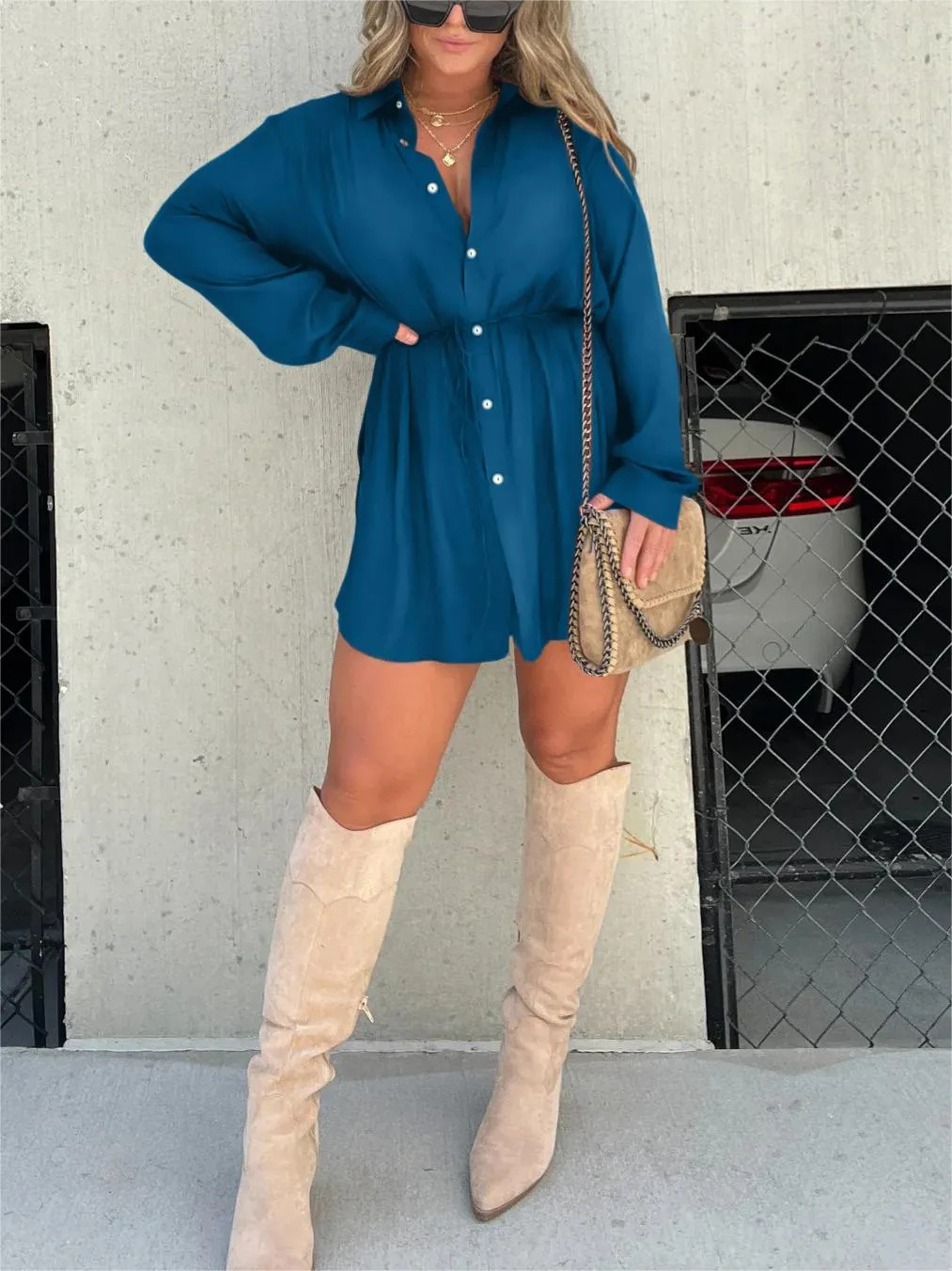 Jurk voor dames – Audrey | Trendy satijnen romper jurk