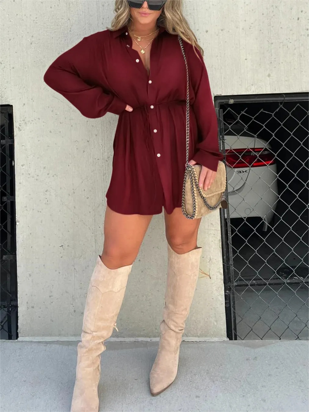 Jurk voor dames – Audrey | Trendy satijnen romper jurk