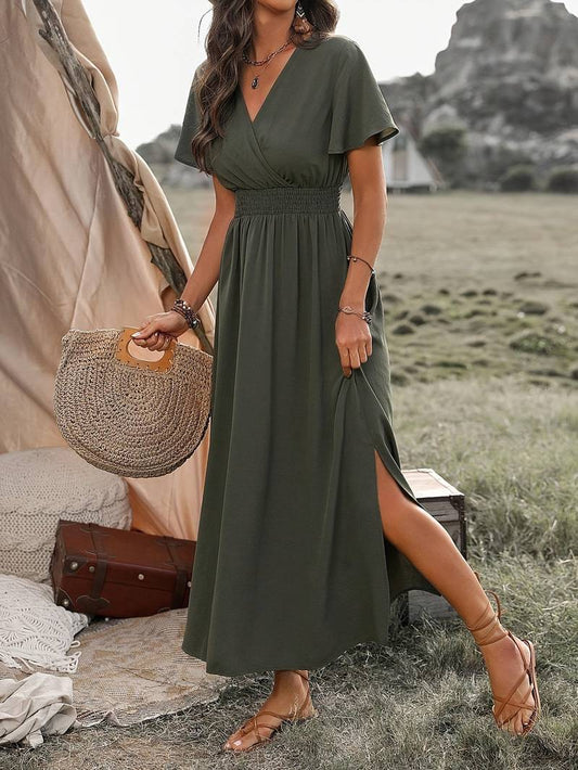 jurk voor dames – Belen | Elegante Jurk Met Korte Mouwen En Koorkraag