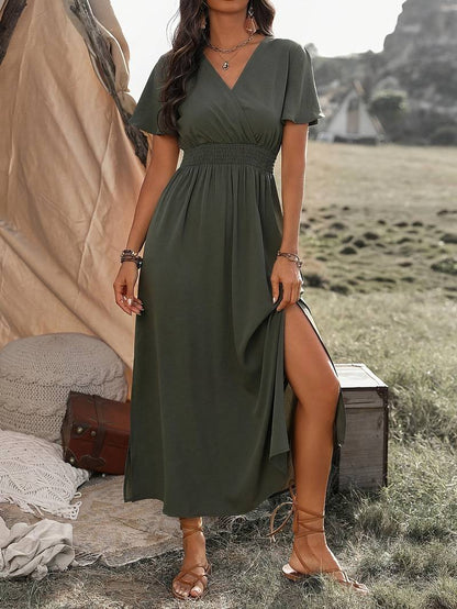 jurk voor dames – Belen | Elegante Jurk Met Korte Mouwen En Koorkraag