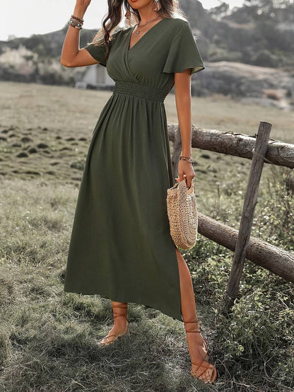 jurk voor dames – Belen | Elegante Jurk Met Korte Mouwen En Koorkraag