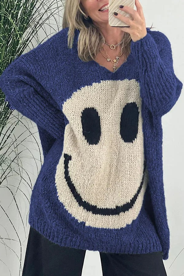 trui voor dames – Candice | Gebreide smiley trui
