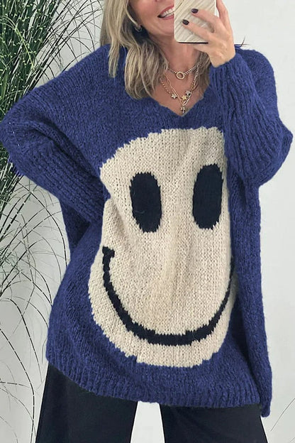 trui voor dames – Candice | Gebreide smiley trui