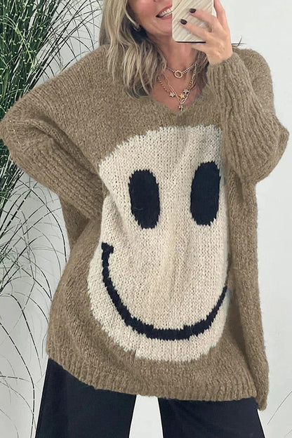 trui voor dames – Candice | Gebreide smiley trui