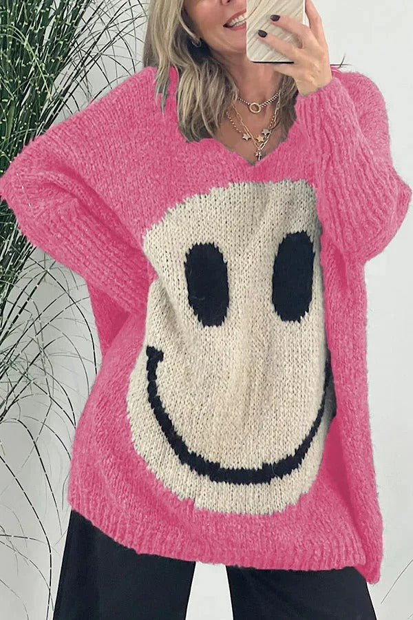 trui voor dames – Candice | Gebreide smiley trui