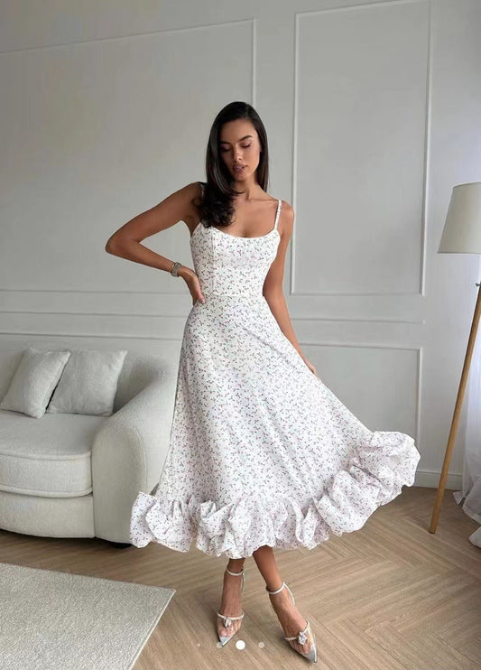 Ester | Romantische Bloemenprint Midi Jurk - Fashion Lab