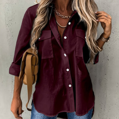 blouse voor dames – Dariela | Effen Blouse met Knopen