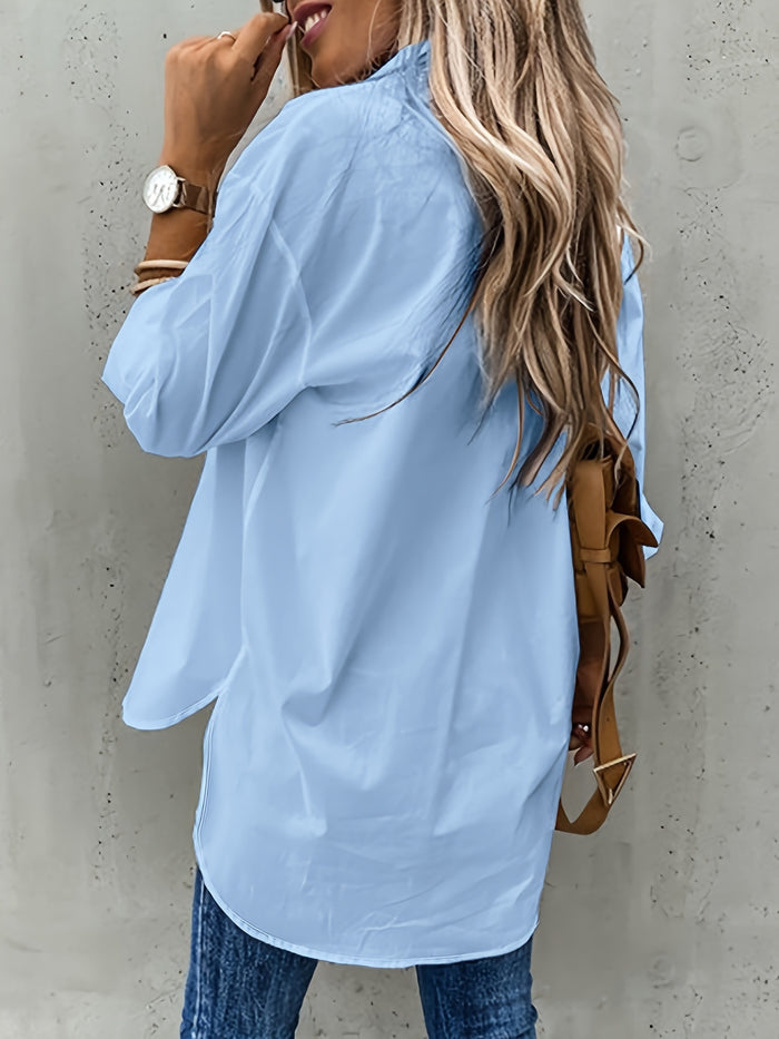 blouse voor dames – Dariela | Effen Blouse met Knopen
