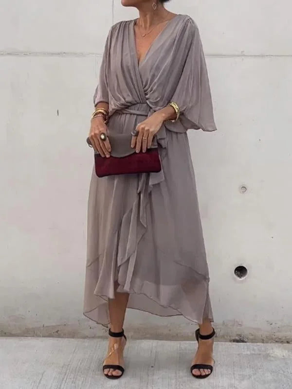 Louisa | Chiffon jurk met v-hals - Fashion Lab