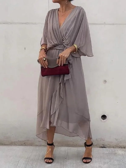 Louisa | Chiffon jurk met v-hals - Fashion Lab