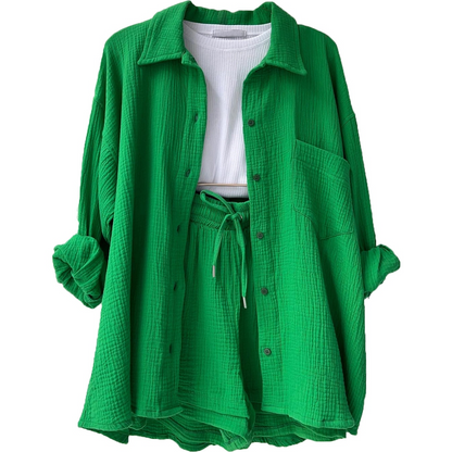Pearl | Loungewear Set met Overhemd en Shorts - Fashion Lab
