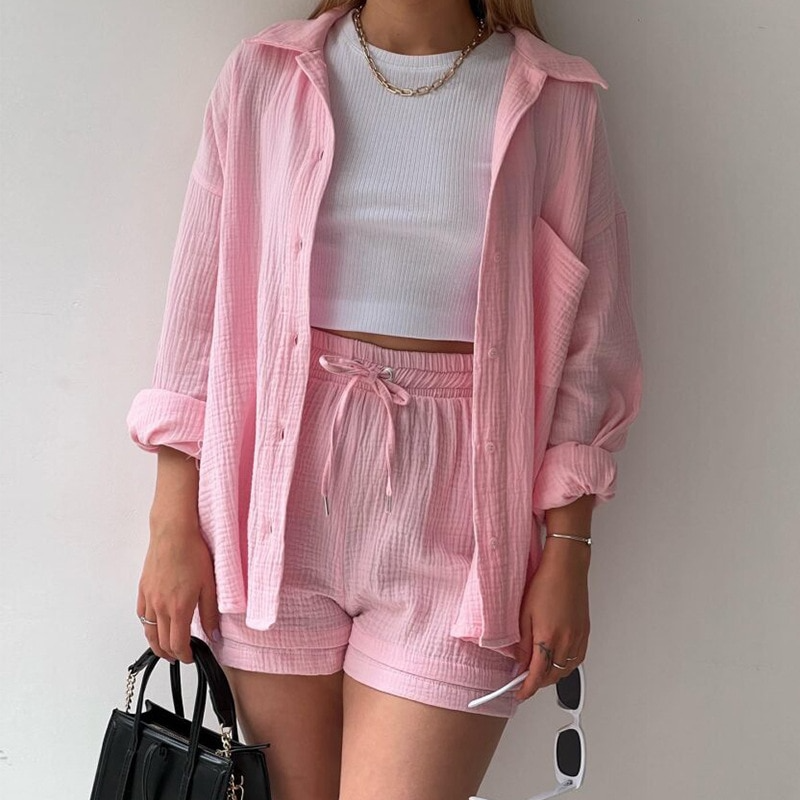Pearl | Loungewear Set met Overhemd en Shorts - Fashion Lab