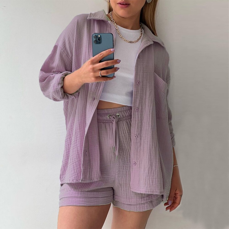 Pearl | Loungewear Set met Overhemd en Shorts - Fashion Lab