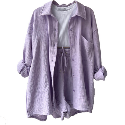 Pearl | Loungewear Set met Overhemd en Shorts - Fashion Lab
