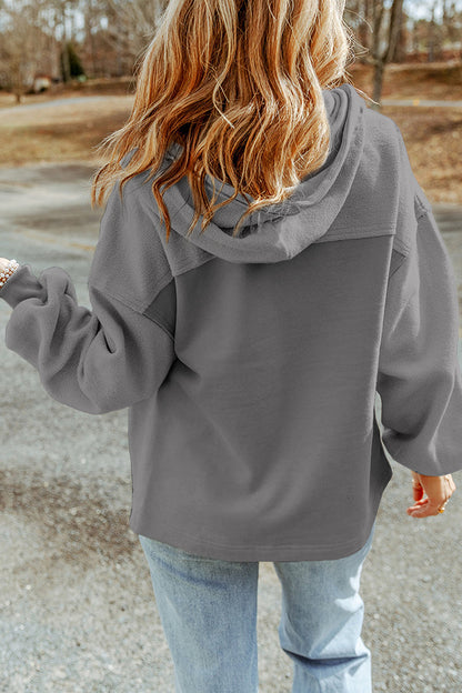 jas voor dames – Eava | Grijze Trekkoord Jas Met Capuchon