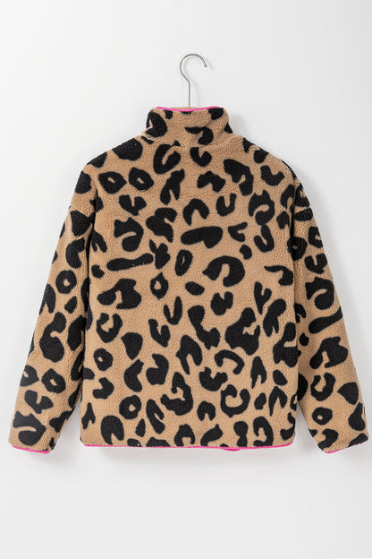 jas voor dames – Edda | Leopard Colorblock Fleece Jas Met Rits