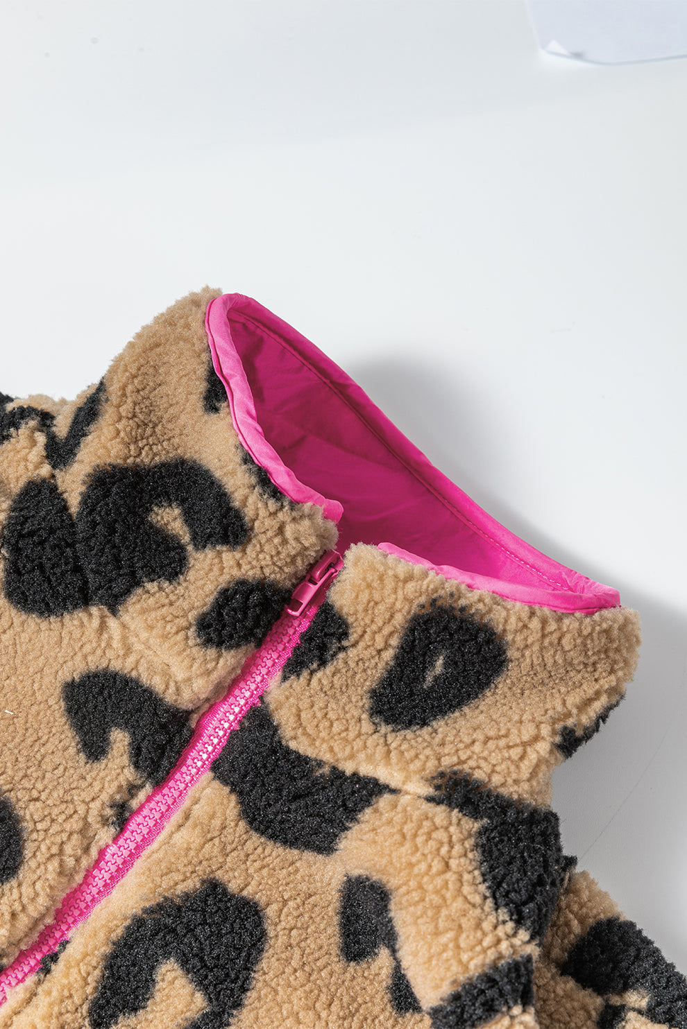 jas voor dames – Edda | Leopard Colorblock Fleece Jas Met Rits