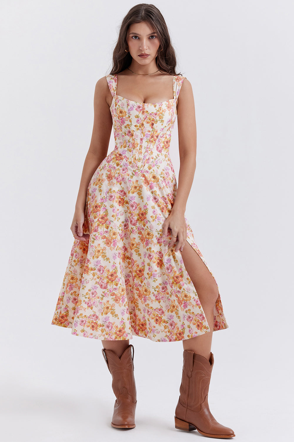 jurk voor dames – Elysia | Bloemen Midi Zonnejurk