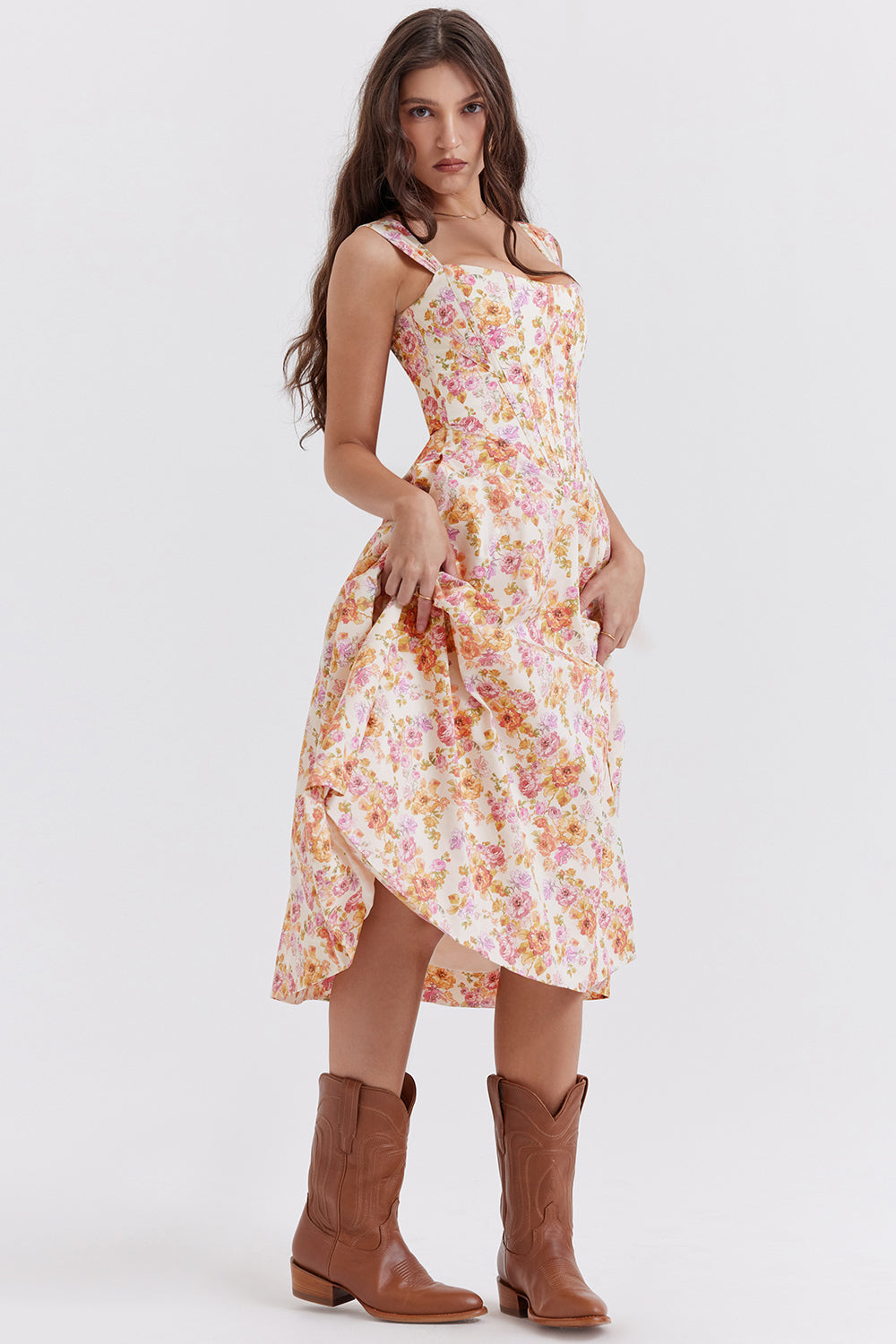 jurk voor dames – Elysia | Bloemen Midi Zonnejurk