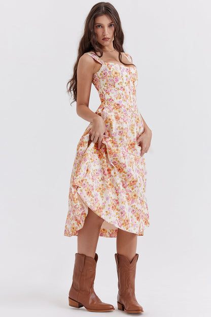 jurk voor dames – Elysia | Bloemen Midi Zonnejurk