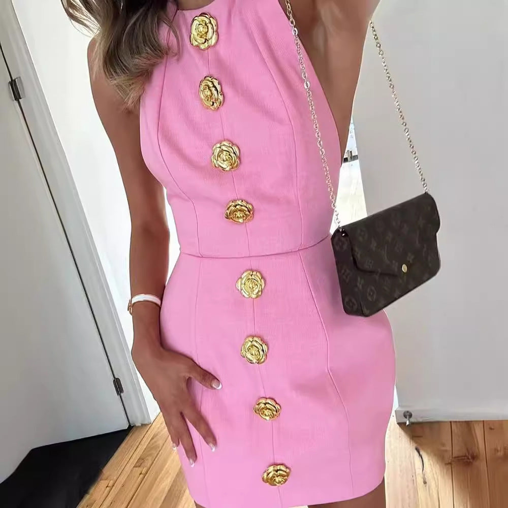 Natalia | Jurk met Rozenknopen - Fashion Lab